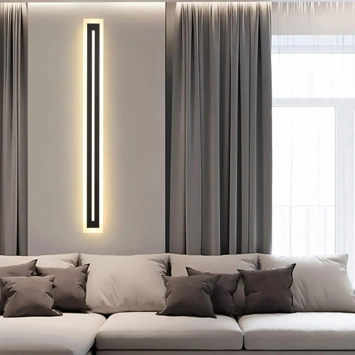 Lampes murales LED modernes à longue bande extérieure, applique murale élégante en acrylique blanc g