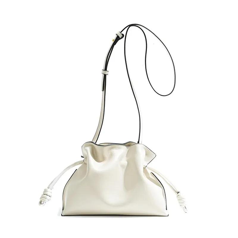 Sac classique en cuir véritable pour femmes, sac à main en cuir de vache, sac à bandoulière à cordon