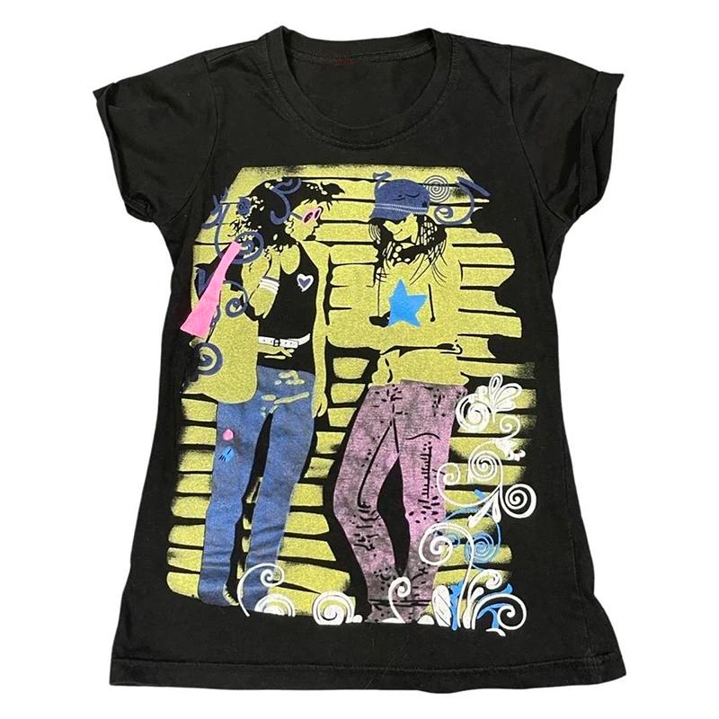 Esthétique Emo y2k hauts été bébé t-shirts hauts Streetwear gothique Harajuku graphique Cool fille T