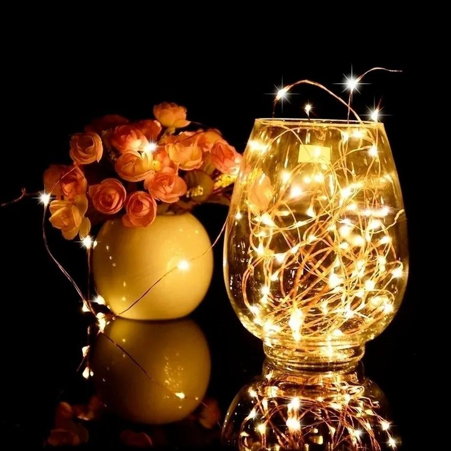 10 pièces 1M 2M 3M 5M fil de cuivre LED guirlandes lumineuses éclairage de vacances guirlande féeriq