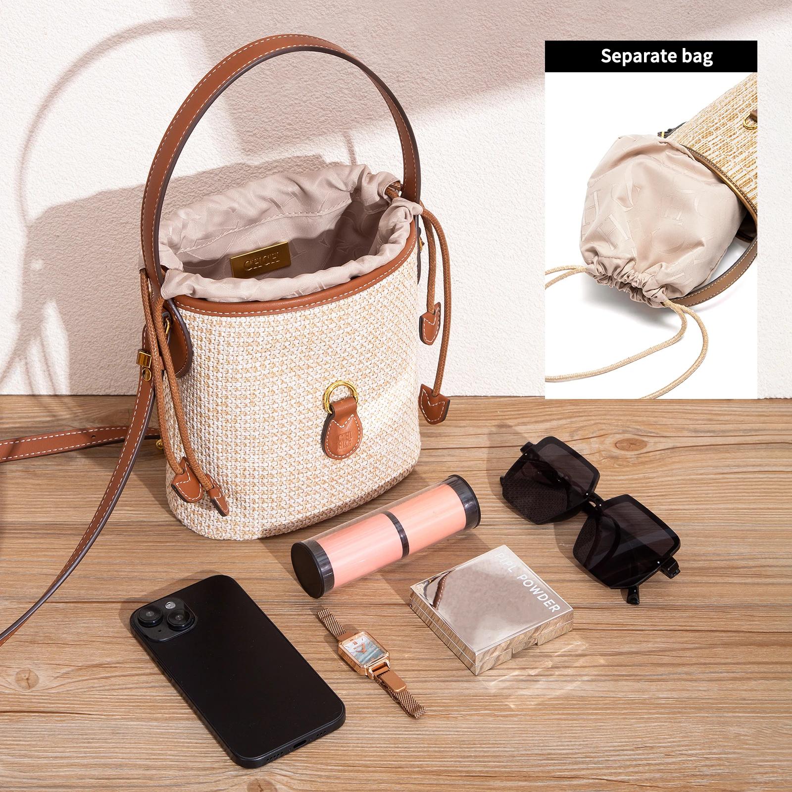 Sac de téléphone de vacances été nouveau sac à main tissé en herbe PP sac à bandoulière pour femme