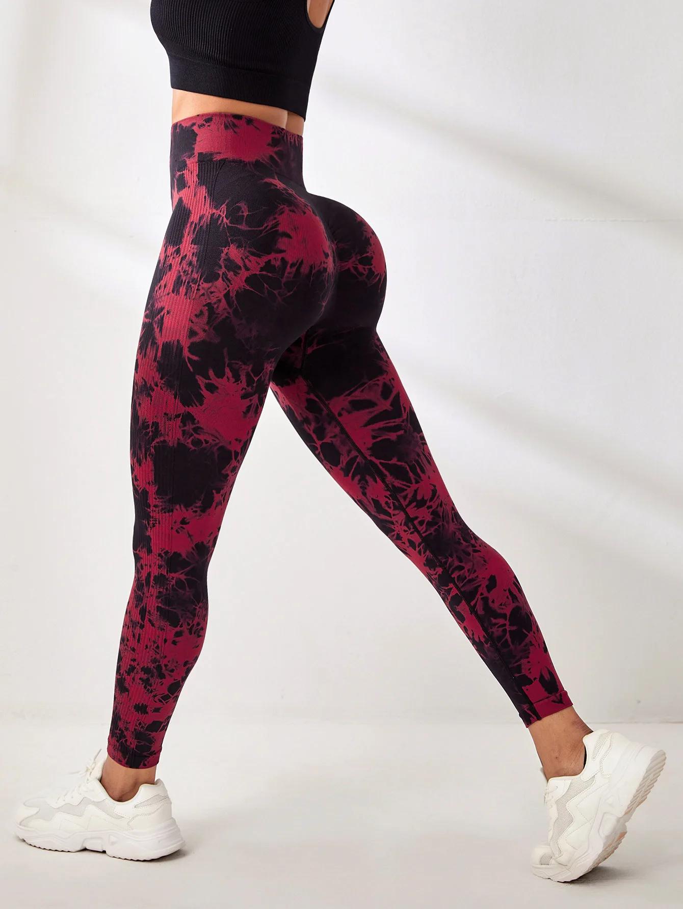 Femmes sans couture cravate colorant Yoga Leggings taille haute Fitness Sexy mode Leggings course bo