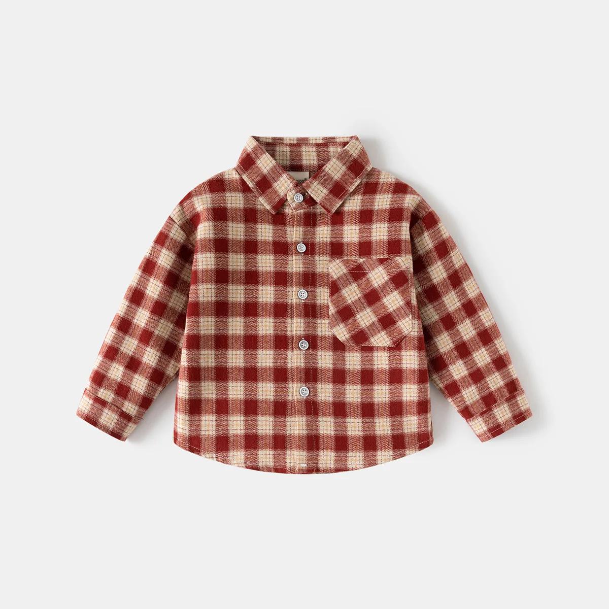 Printemps automne enfants Plaid à manches longues chemise Style coréen garçons filles ample surdimen
