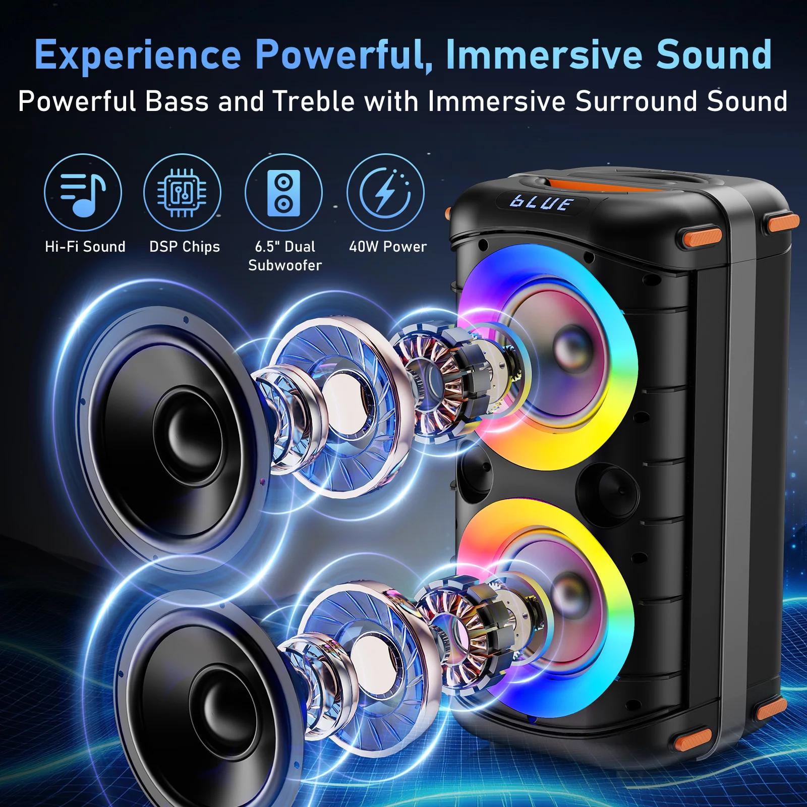Machine de karaoké T27-T avec 2 microphones sans fil, système PA pour grandes fêtes avec lumières Di