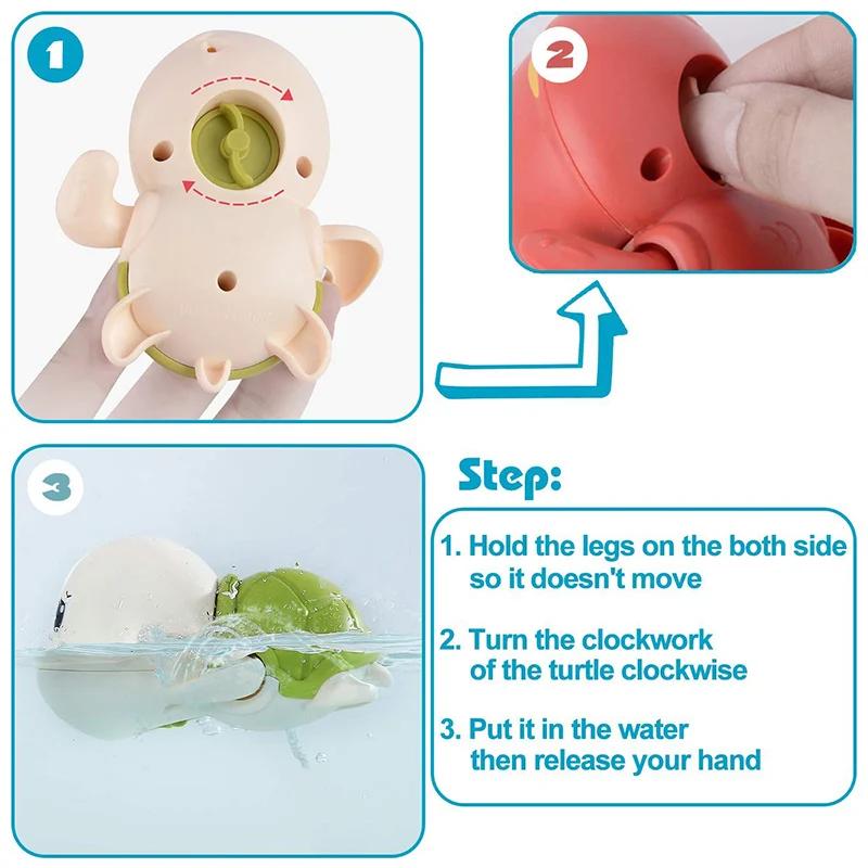 Jouets de bain pour bébé, mignon, tortue, baleine, piscine, plage, chaîne classique, horloge, jouet 