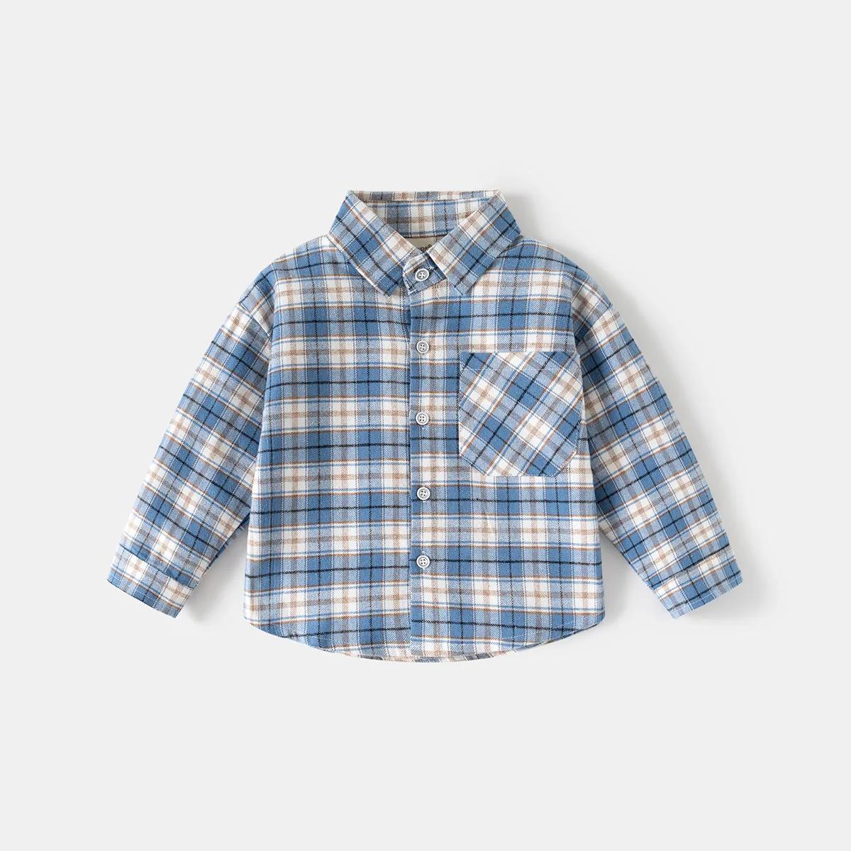 Printemps automne enfants Plaid à manches longues chemise Style coréen garçons filles ample surdimen