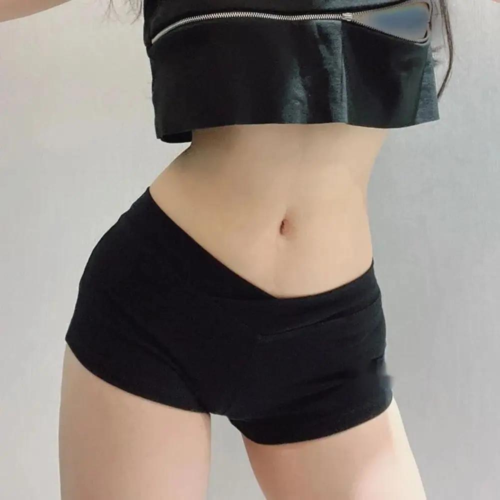 Short de sport ultra court, noir, pantalon de ballet, serré, taille basse, simple, décontracté, fitn