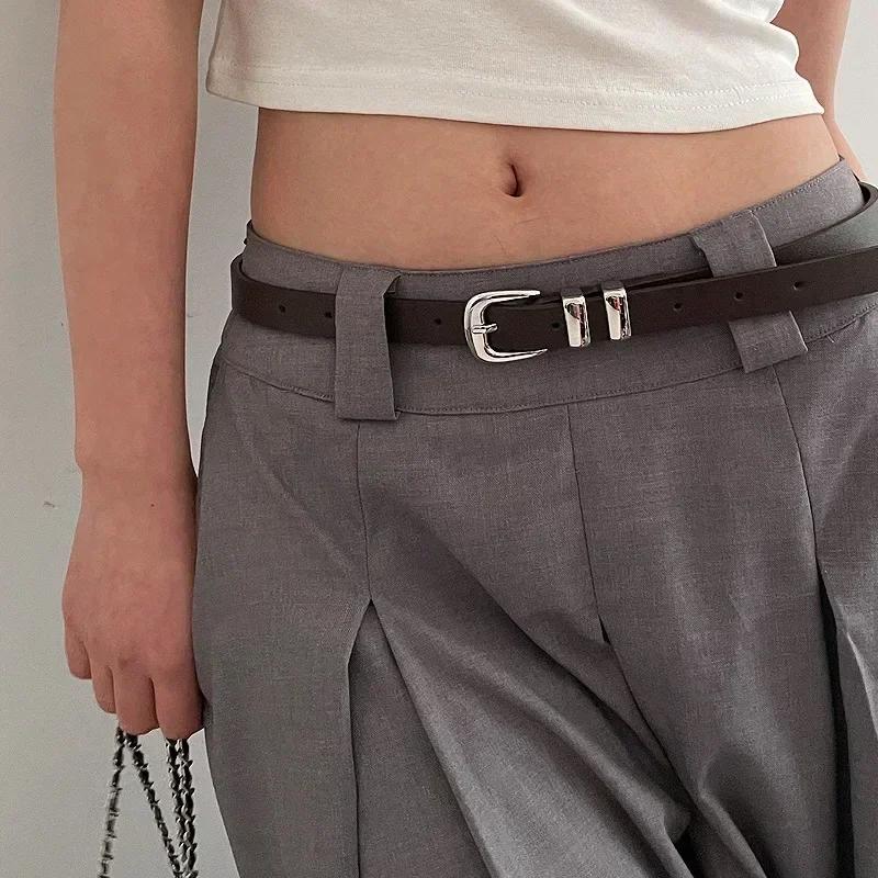 Ceintures de Style minimaliste pour femmes, simples, couleur unie, polyvalentes, placage de couleur 