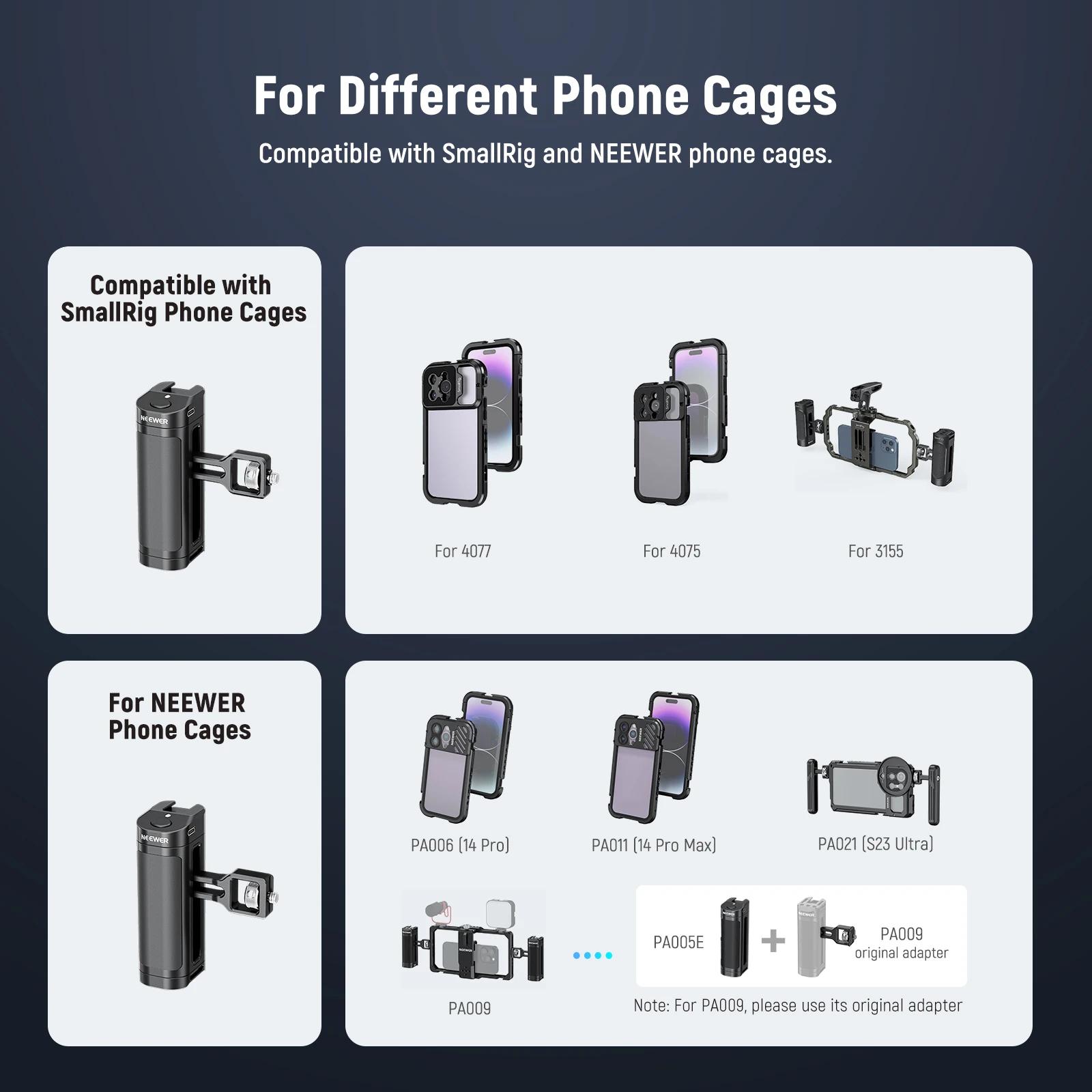 Neewer poignée latérale universelle avec télécommande sans fil pour Smartphone Cage Rig 2 adaptateur