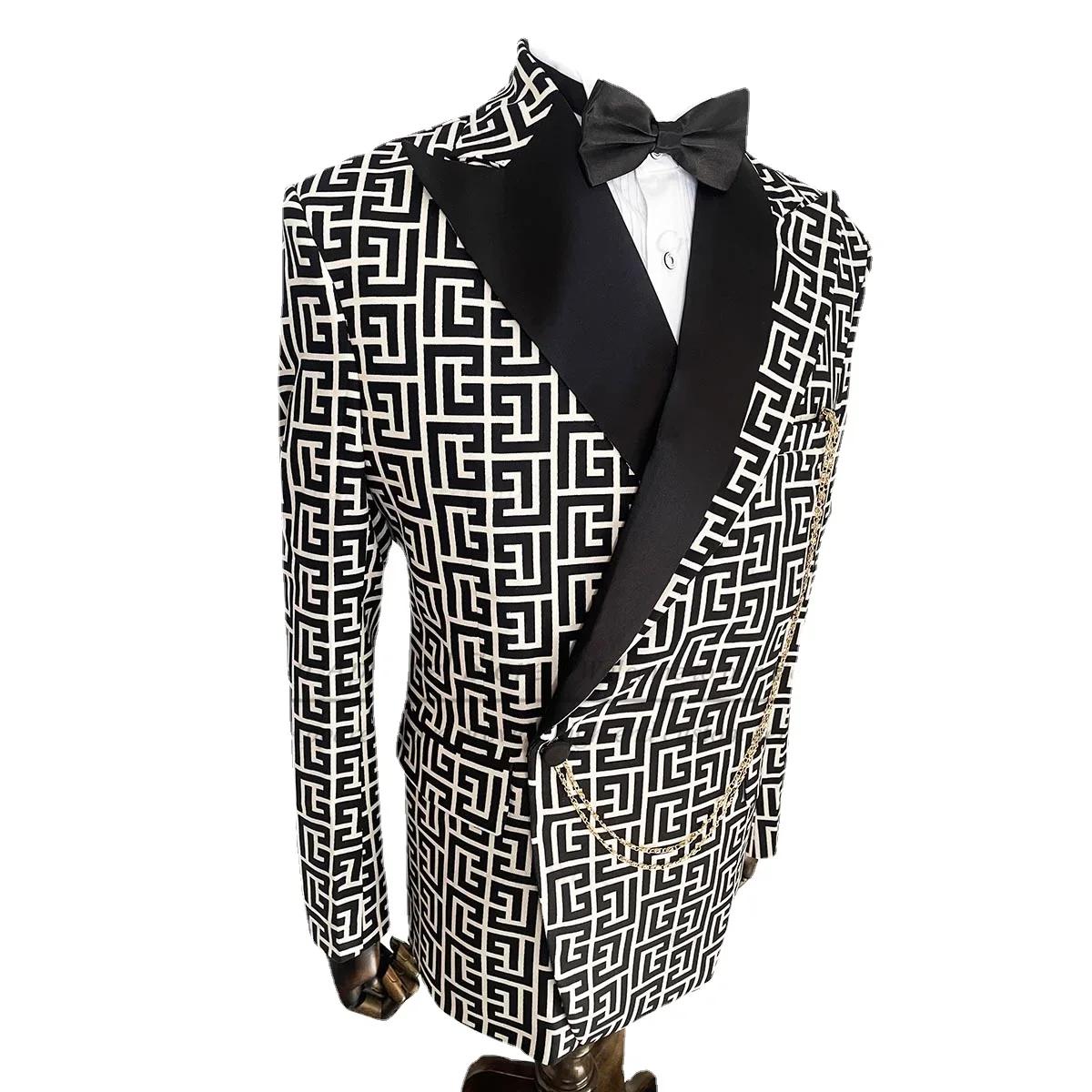 Costumes à carreaux pour hommes, coupe cintrée, 2 pièces, smoking de mariage de luxe, bal formel, mo