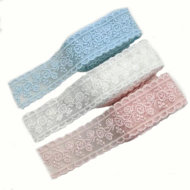 Ruban de fleurs 3D 35MM 1 mètre, tissu en dentelle artisanal, broderie à la main, accessoires pour c