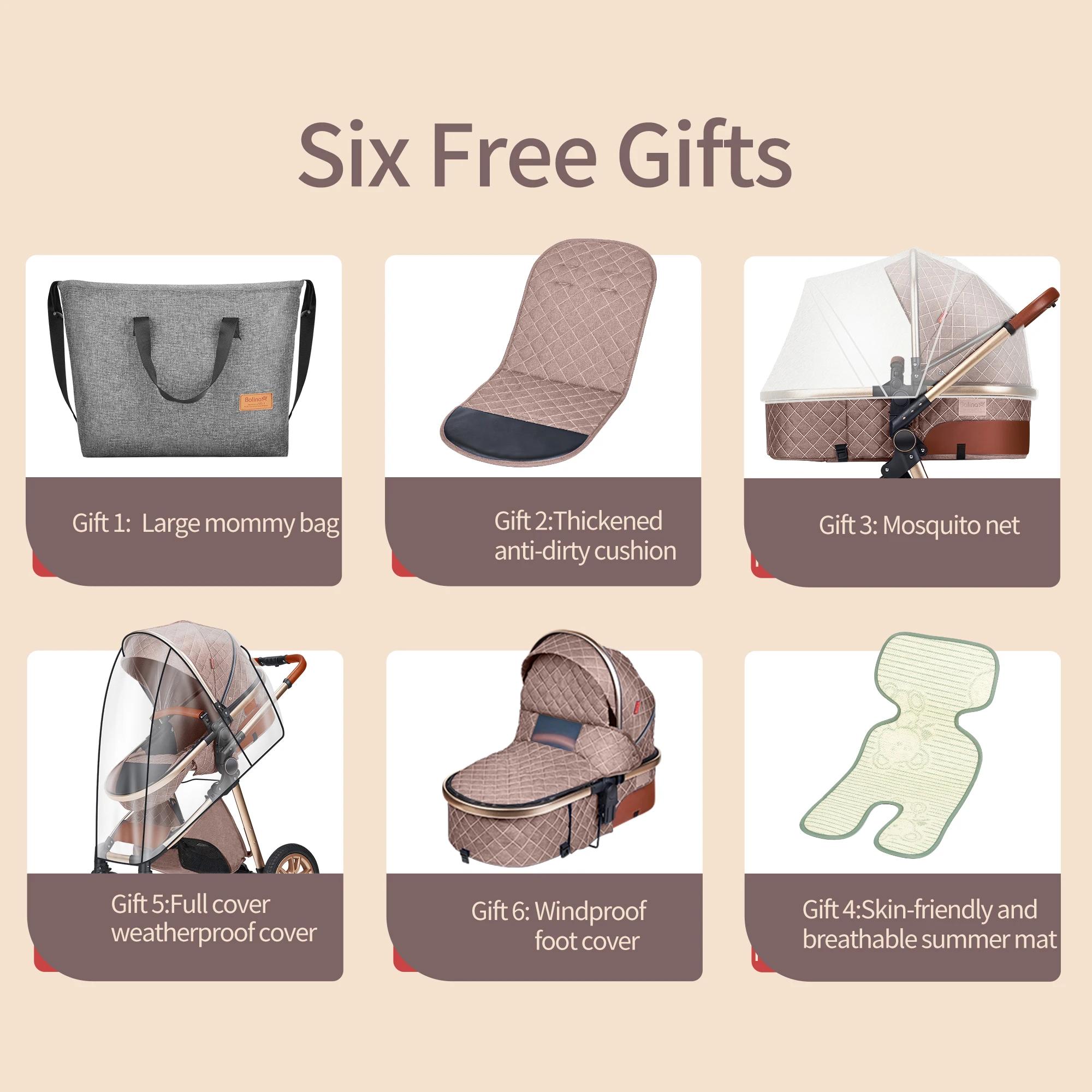 Landau de luxe 3 en 1, poussette pour bébé de paysage haut avec siège réversible, poussette pliante 