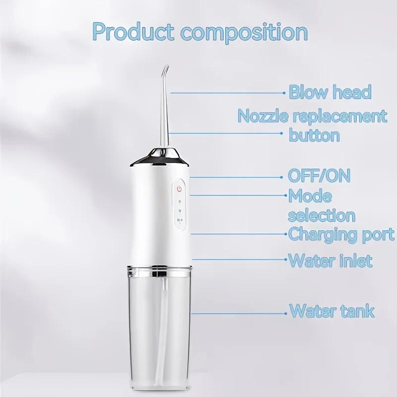 Irrigateur buccal portable, machine à laver la bouche, fil dentaire, jet d'eau aste USB, cure-dents,