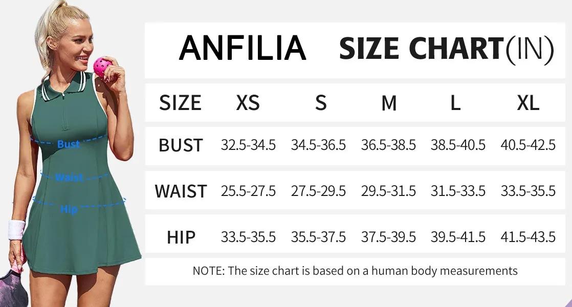 Anfilia – robe de Tennis pour femmes, col Polo, fermeture éclair, short intégré avec poches, ligne a