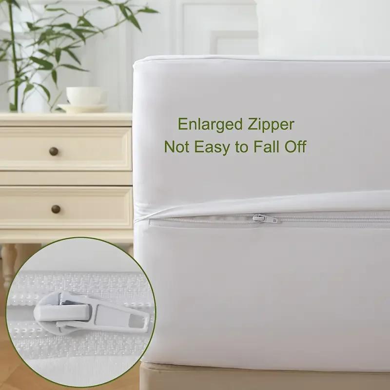 Protecteur de matelas imperméable à 6 côtés, enveloppe de matelas anti-poussière avec fermeture écla