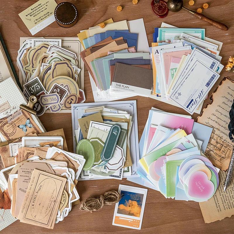 100 pièces papier décoratif Vintage bricolage Scrapbooking matériel étiquettes papier pour Journal c