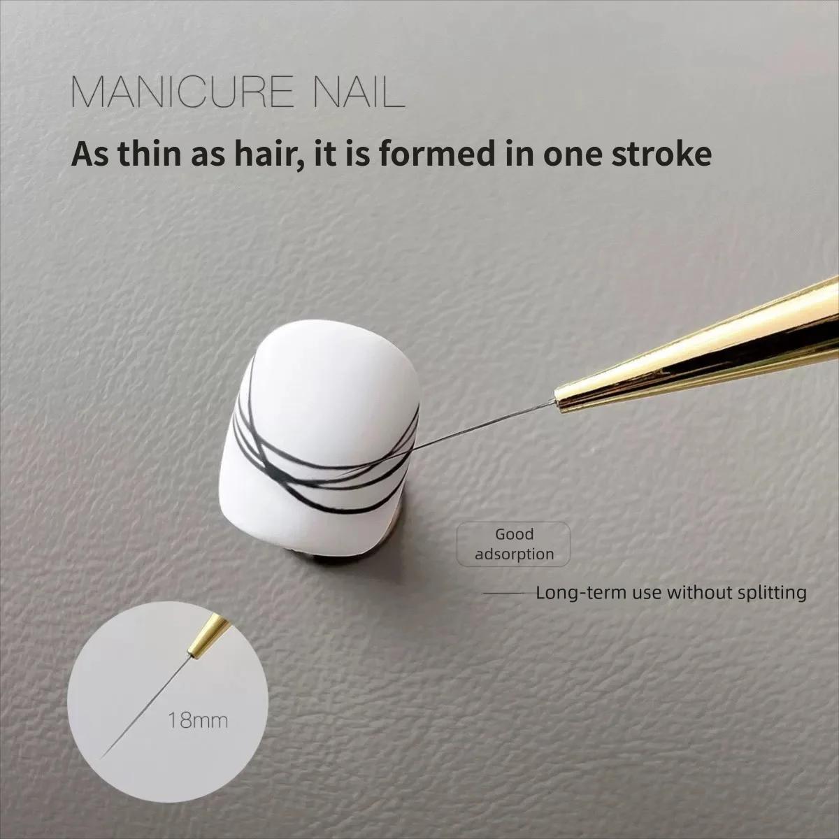 Ensemble de pinceaux professionnels pour Nail Art, 5 pièces, pinceaux à ongles à lignes fines, pince