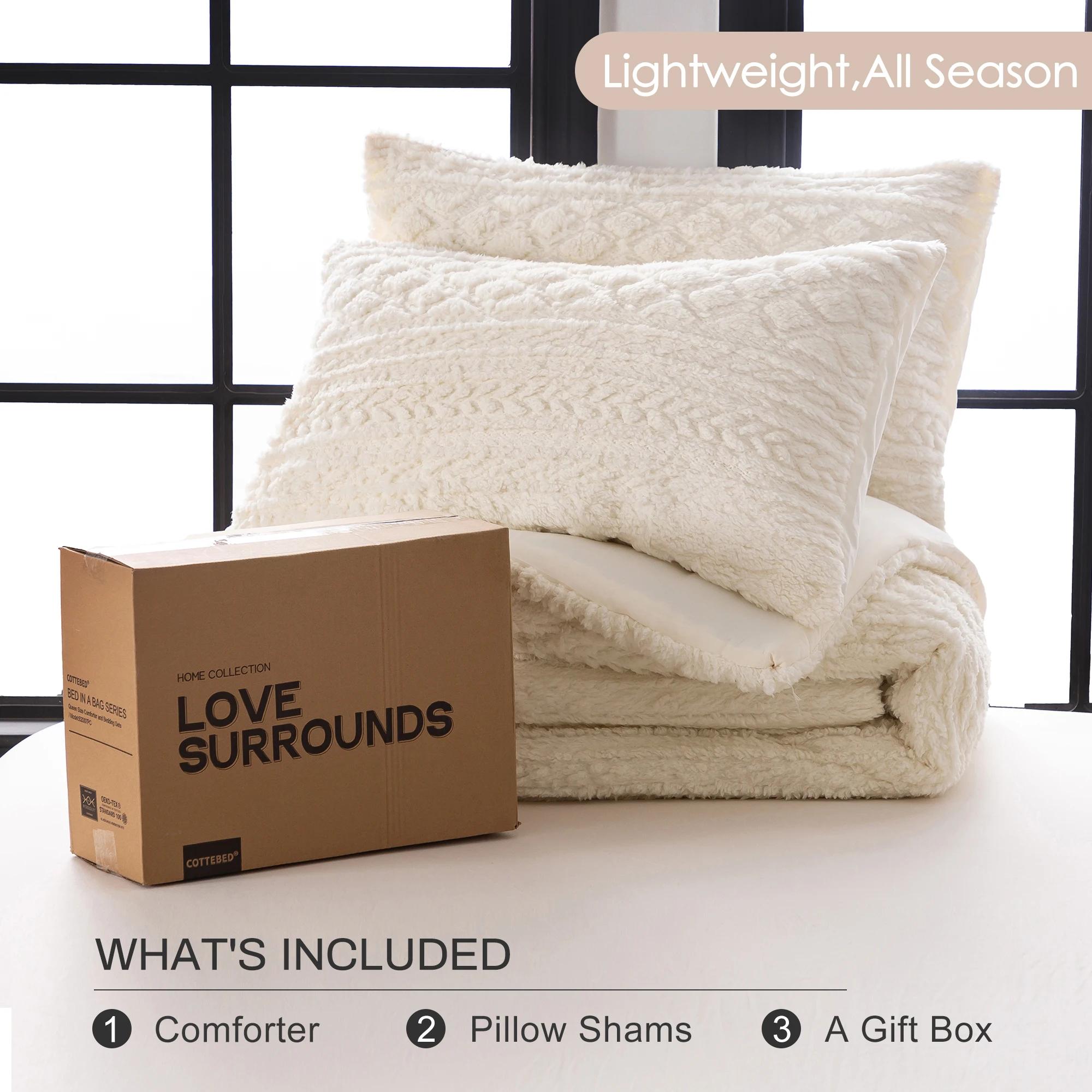 Ensemble de couette en duvet moelleux en coton Sherpa, peluche Smile, capitonné Boho, ultra-doux, lé