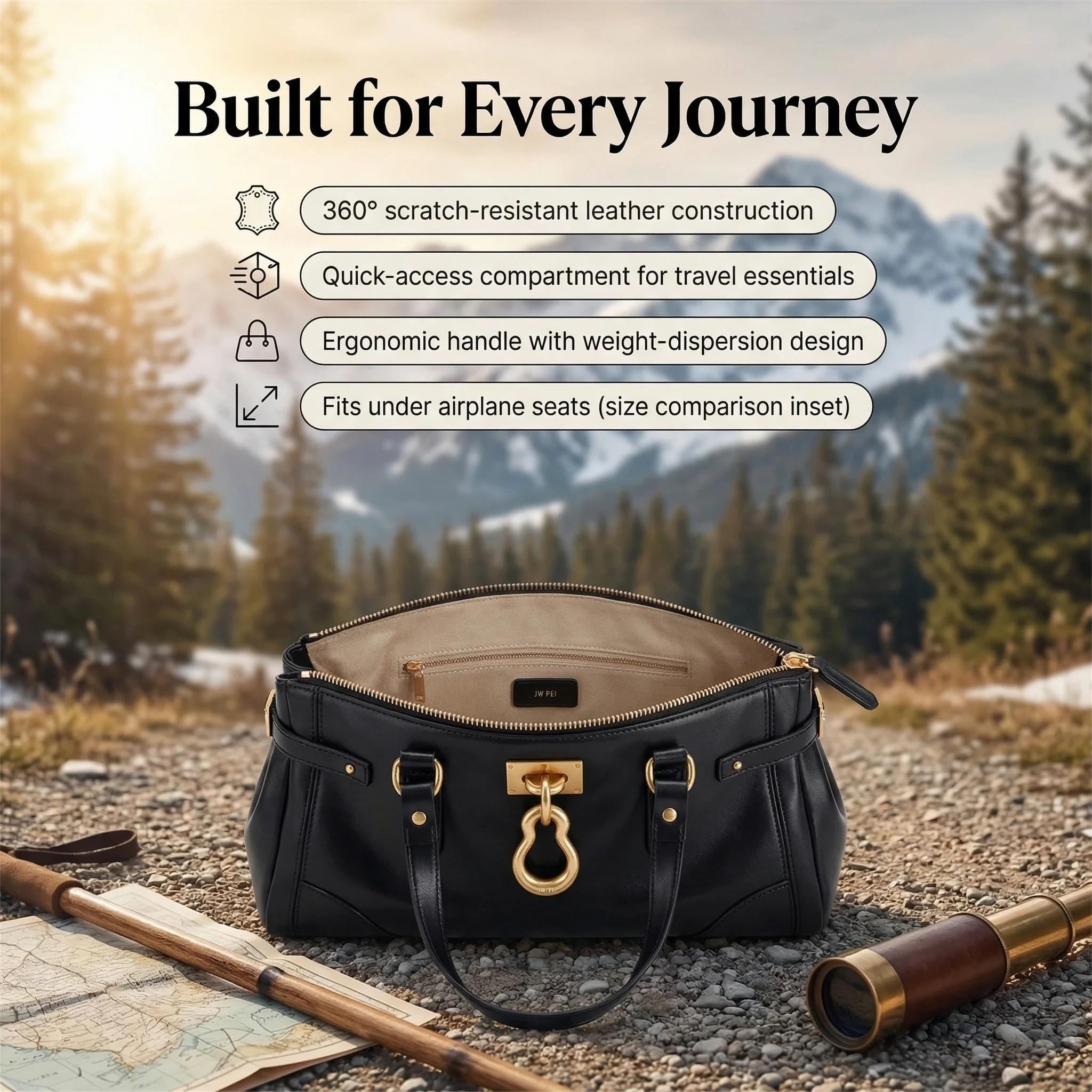 Sac fourre-tout horizontal Yvette JW PEI, sac à main spacieux en cuir PU pour femmes, sac à bandouli