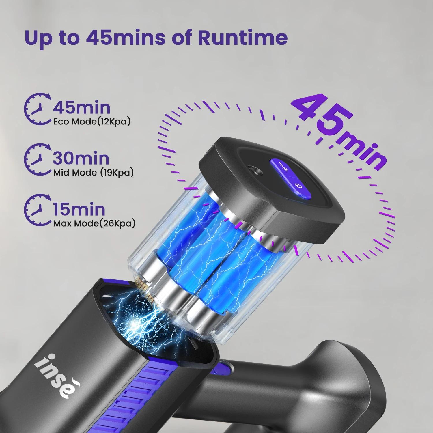 INSE-Aspirateur sans fil S7P, autonomie jusqu'à 45 services, aspirateur balai 6 en 1 pour parquet, p