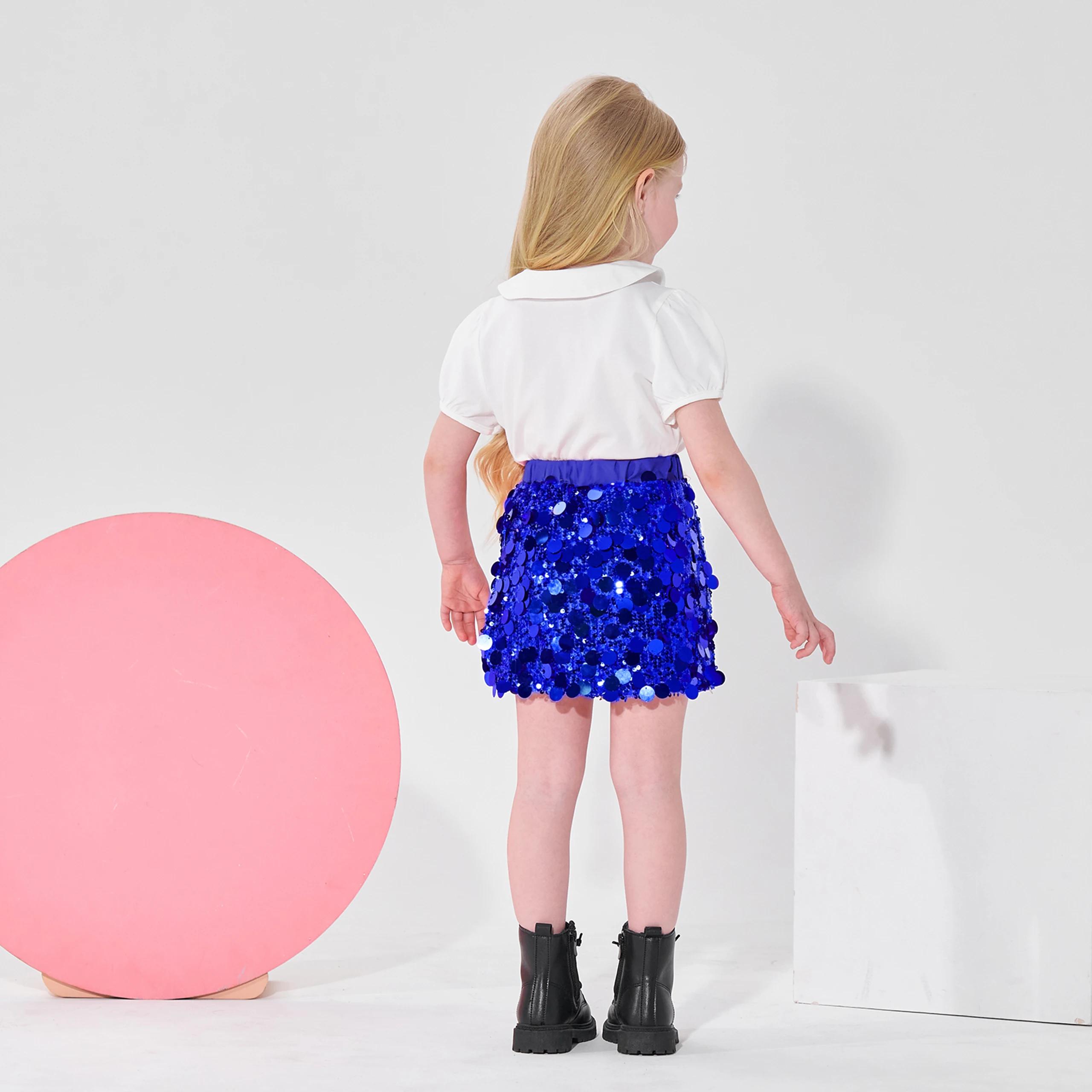 LOLParquet-Mini jupe à paillettes pour filles, jupe crayon à paillettes pour tout-petits, taille éla