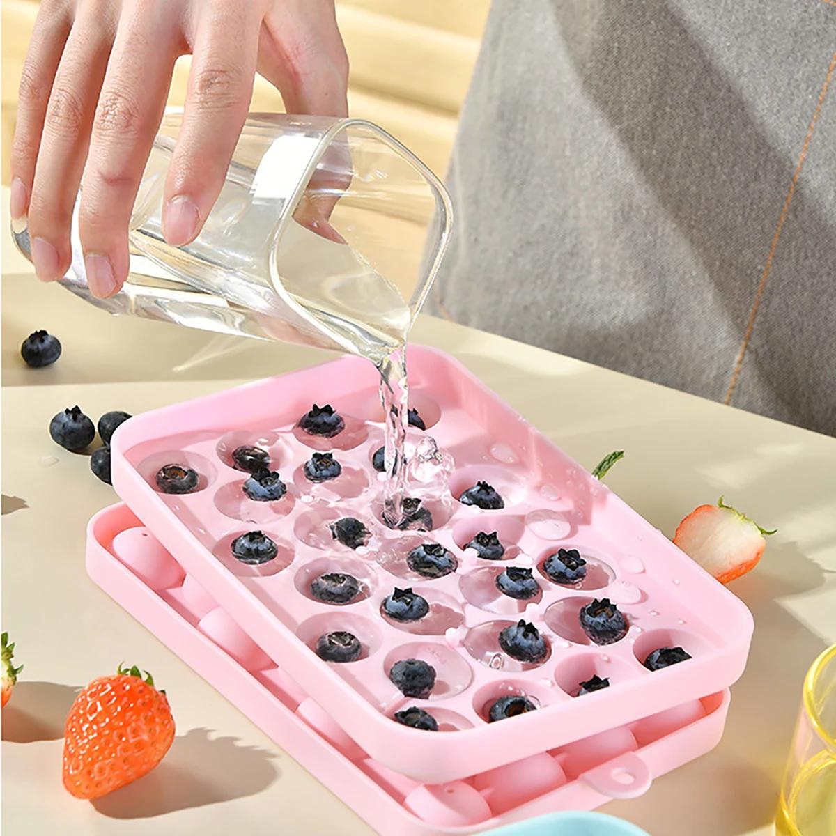 Moule à glaçons en Silicone à 25 grilles, boule de glace avec couvercle, boîte de rangement de glace