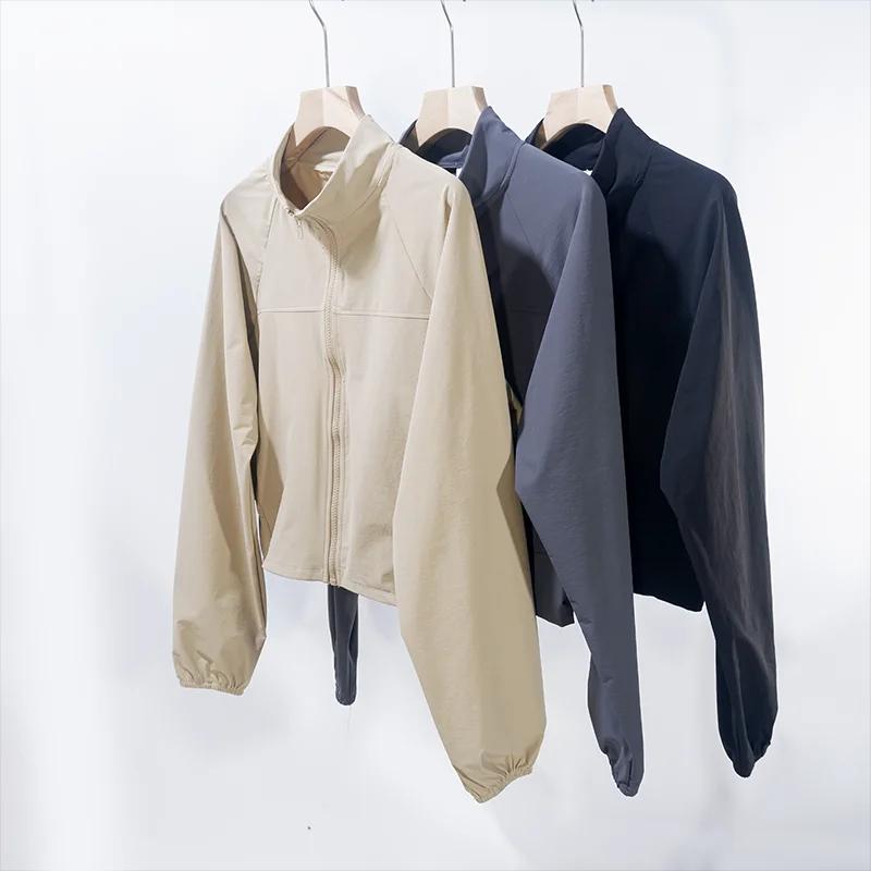 Veste de yoga à col montant pour femme LULU FLORA, séchage rapide, coupe-vent, pour course à pied en