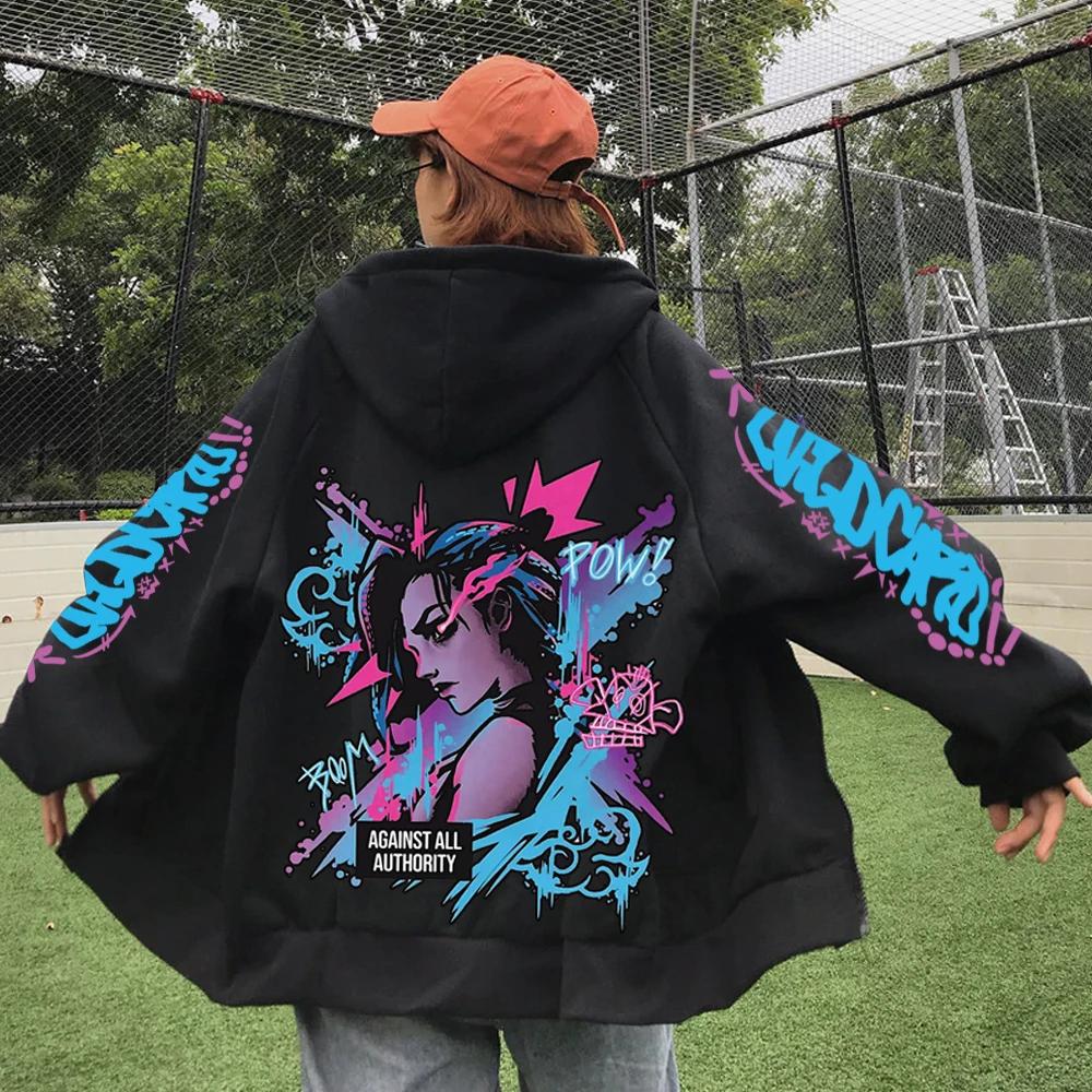 2025 Anime Arcane Vi sweat à capuche zippé Harajuku hauts pullover à manches longues pulls décontrac