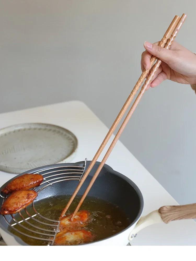 Baguettes japonaises Extra longues en bois de hêtre poli, nouilles alimentaires frites, baguettes an
