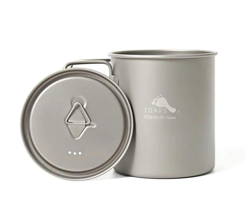 TOAKS Titanium Pot POT-750, tasse d'extérieur ultralégère avec couvercle et poignée pliable, ustensi
