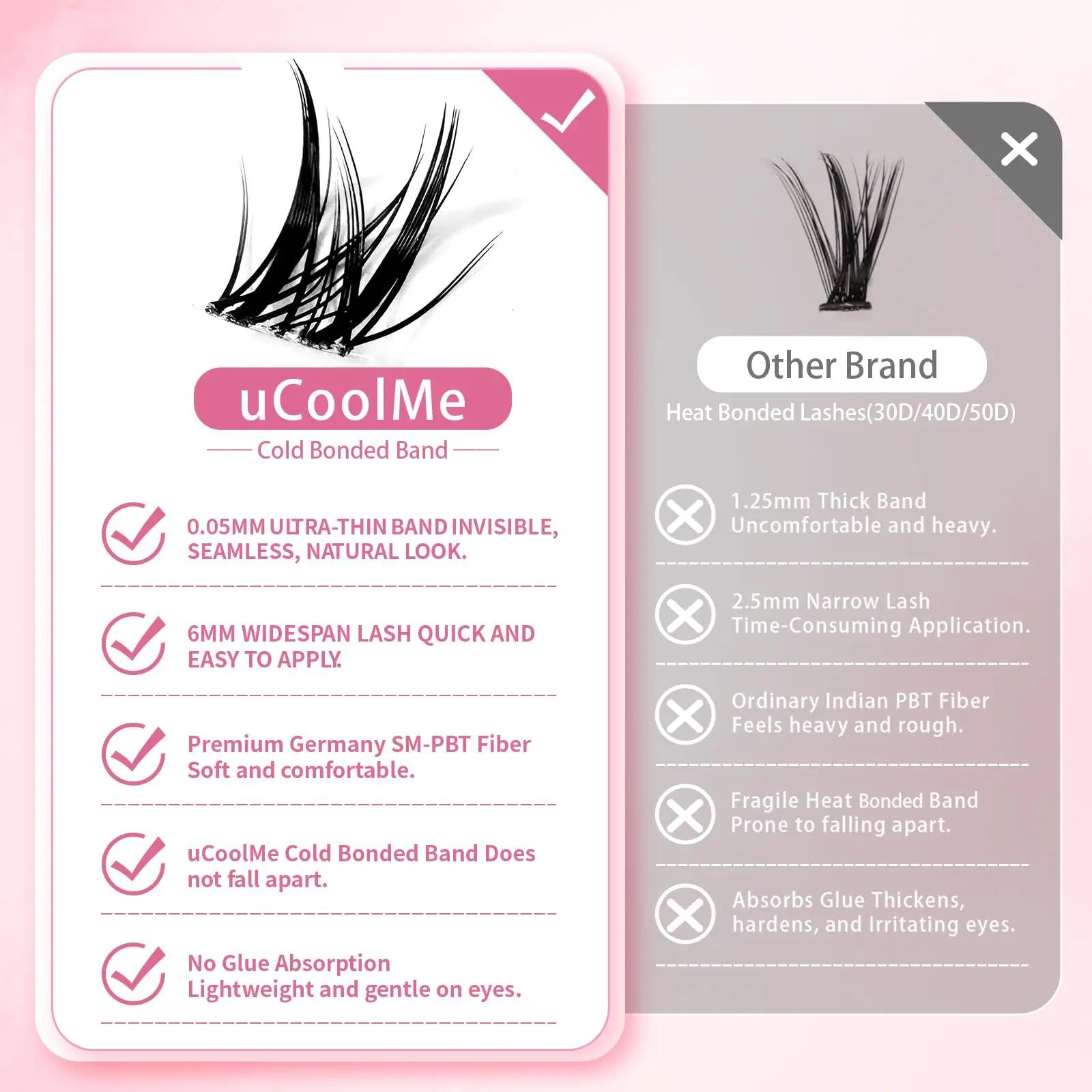 UCoolMe cils Aphrodite 154 pièces Kit de grappes avec dissolvant de liaison et de joint longue durée