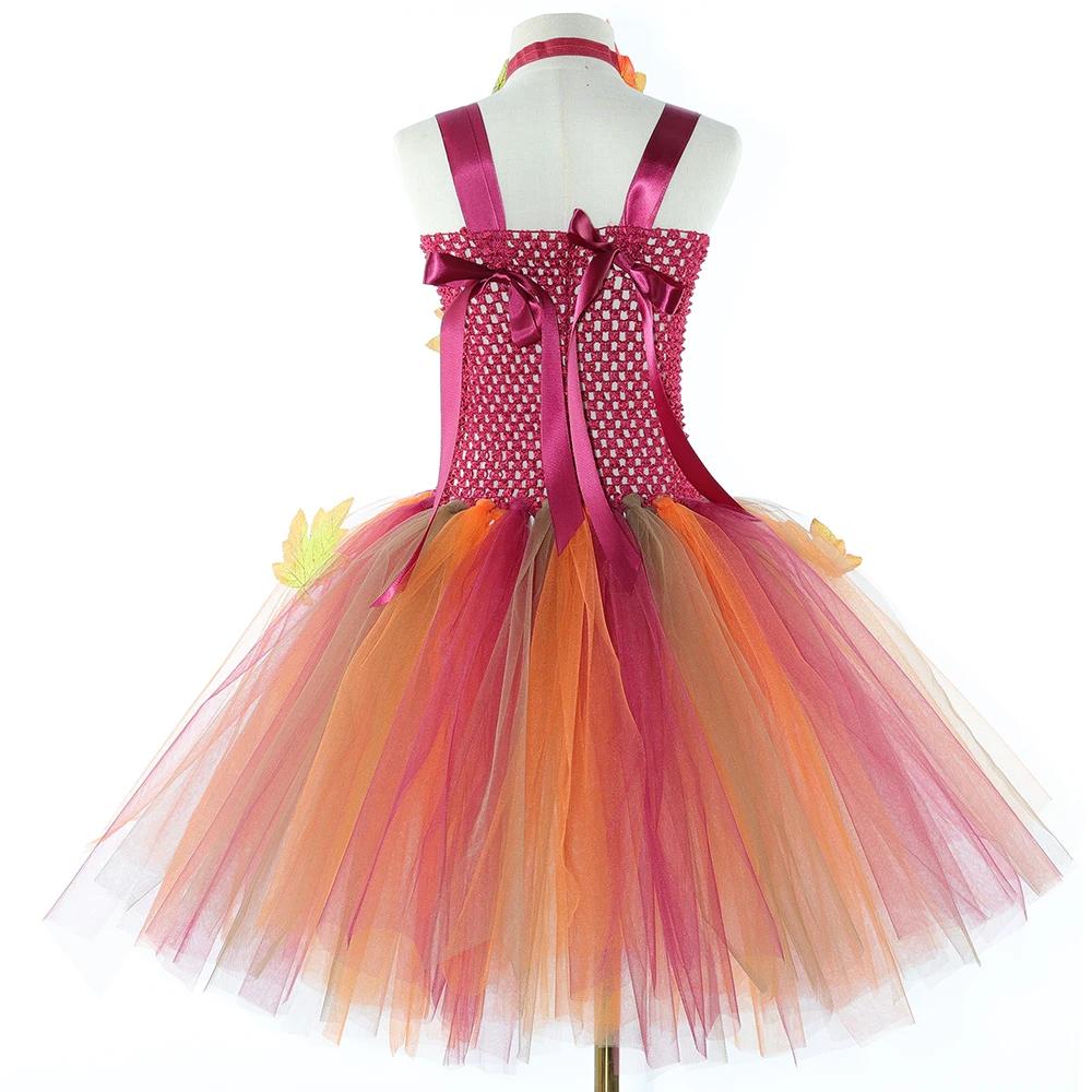 Costumes de fée feuilles d'érable d'automne pour filles, robes de princesse elfe de forêt avec ailes