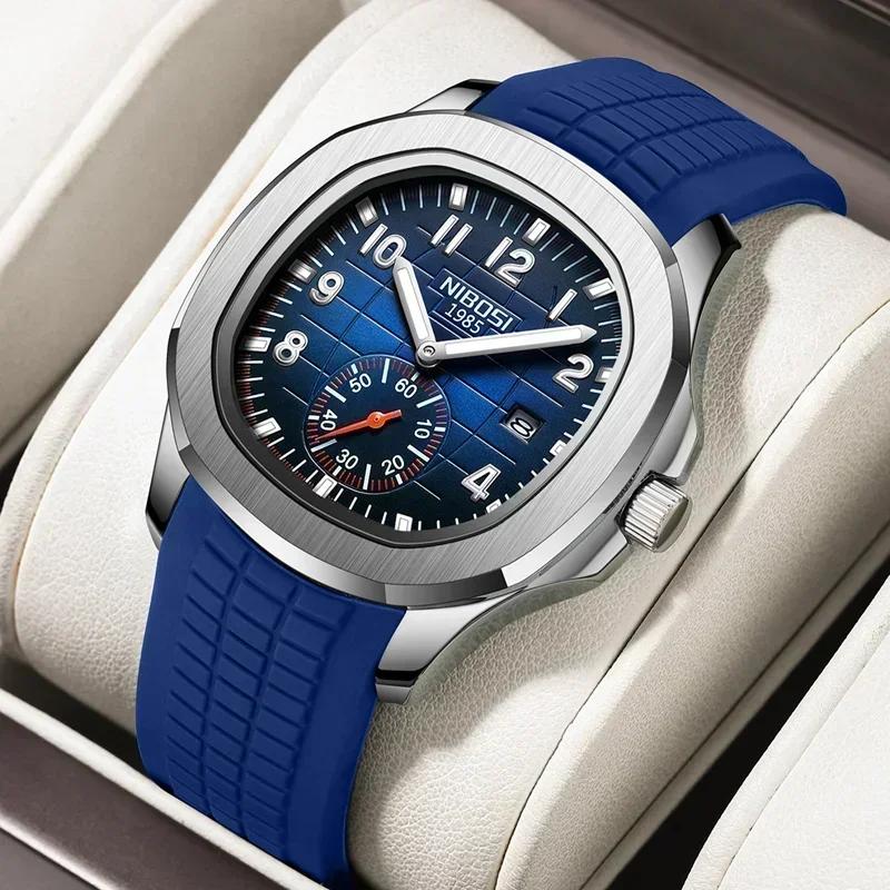 NIBOSI Sport hommes montres haut de gamme de luxe Auto Date montre hommes étanche lumineux AQUANAUT 