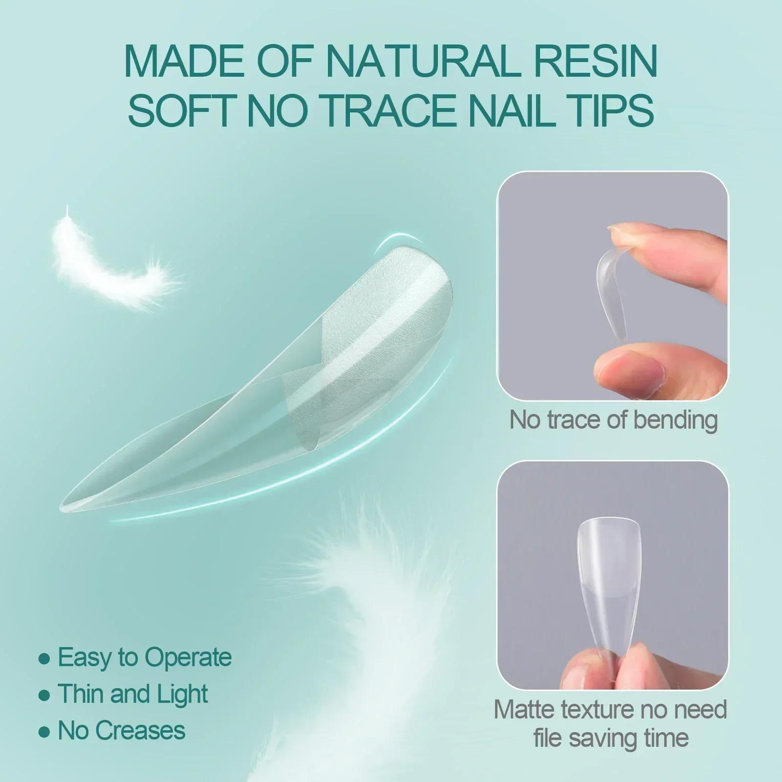 Nailpop 120 pièces ongles acryliques fausse Capsule courte cercueil d'amande carré Extension d'ongle