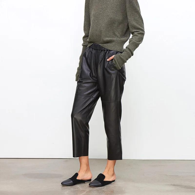 Nouveauté 2026 : Pantalon Streetwear Grande Taille Y2K en Cuir Véritable, Pantalon Harem Femme en Pe