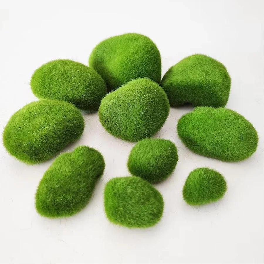 Roches de mousse artificielles décoratives, boules de mousse verte, pour arrangements floraux, jardi
