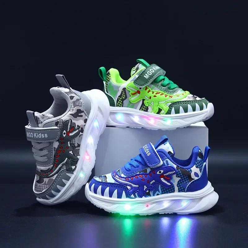 Chaussures lumineuses Led pour garçons, baskets décontractées Mickey pour enfants, chaussures de Spo