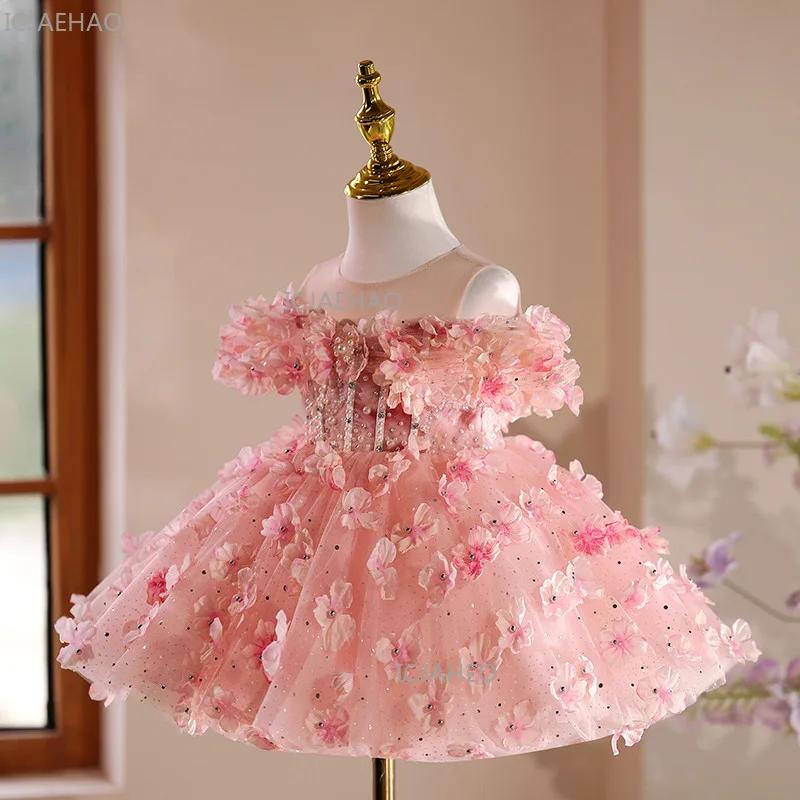 Robe florale pour le premier anniversaire des filles, tenue de performance, de cérémonie ou de conco