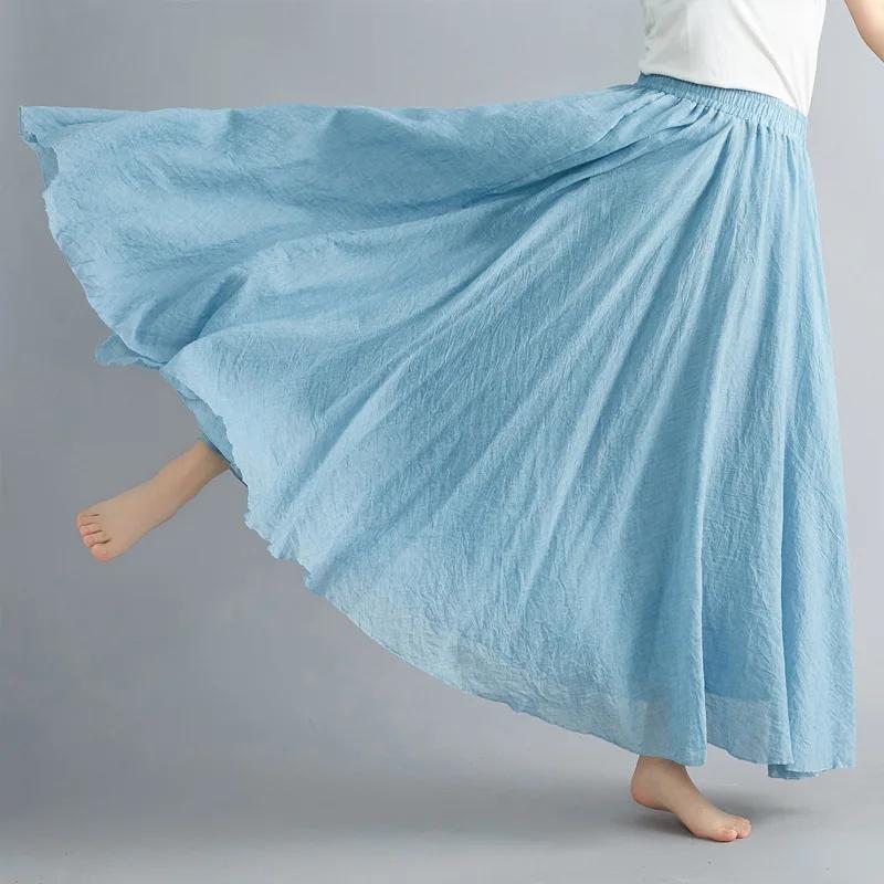 Robe littéraire en coton et lin pour fille Mori, 28 couleurs, taille élastique, jupe d'extension tra