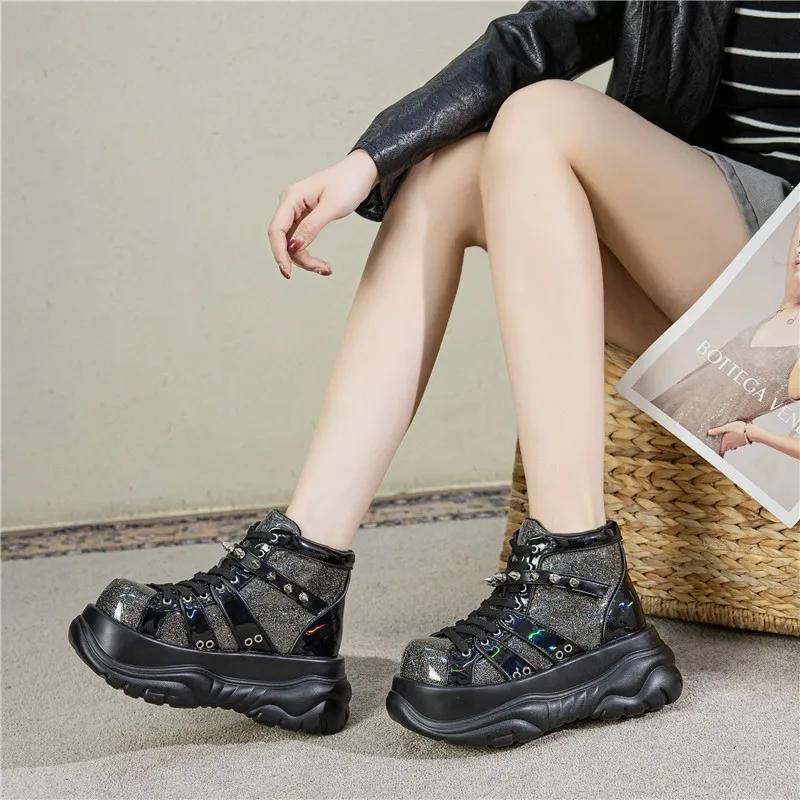 Bottes montantes à plateforme pour femmes grandes tailles 35-43, style punk, tendance subculture, mo