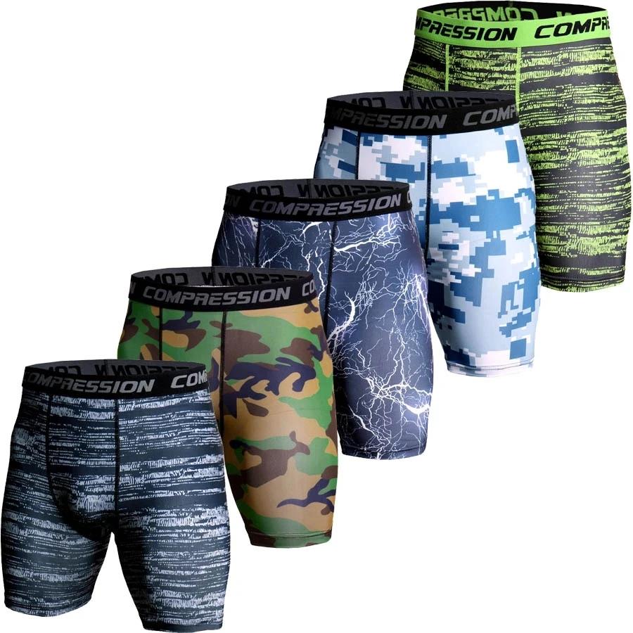 Shorts de compression hommes camouflage 3D pour musculation, course et gymnastique - Élastique et respirant