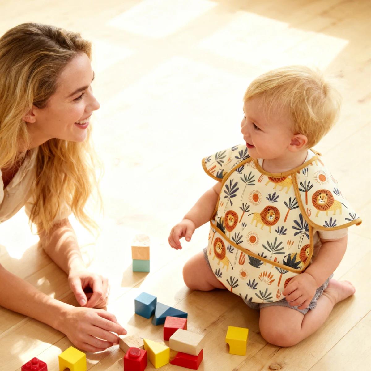 Elinfant nouveau modèle de mode imperméable poche déjeuner bavoirs d'alimentation réutilisable bébé 