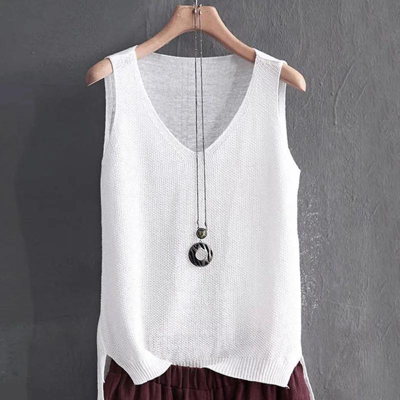 Blusas Mujer De Moda 2024 Blouse femmes été sans manches tricoté Blouse chemise femmes vêtements col
