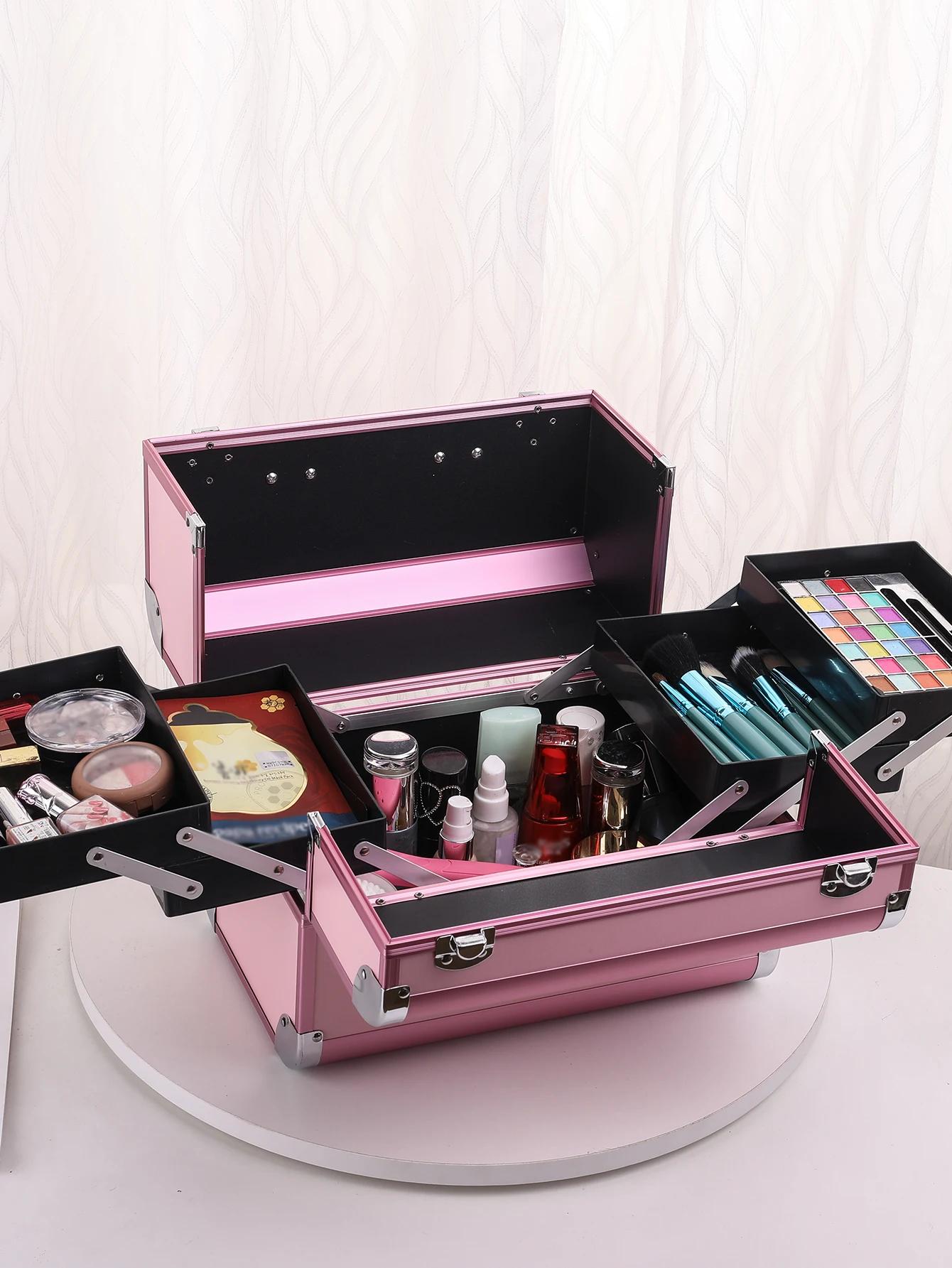 Mallette de maquillage en alliage d'aluminium, boîte à outils de pédicure avec poignée, boîte à cosm