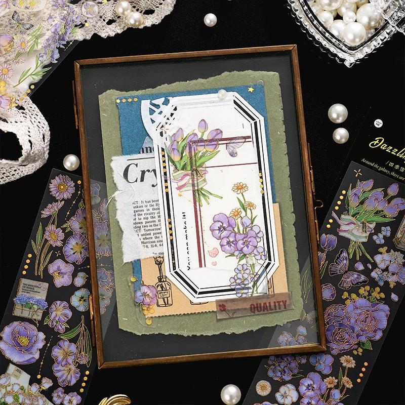 Autocollants fleurs bronzantes, étiquettes esthétiques, matériel de Scrapbooking décoratif, accessoi