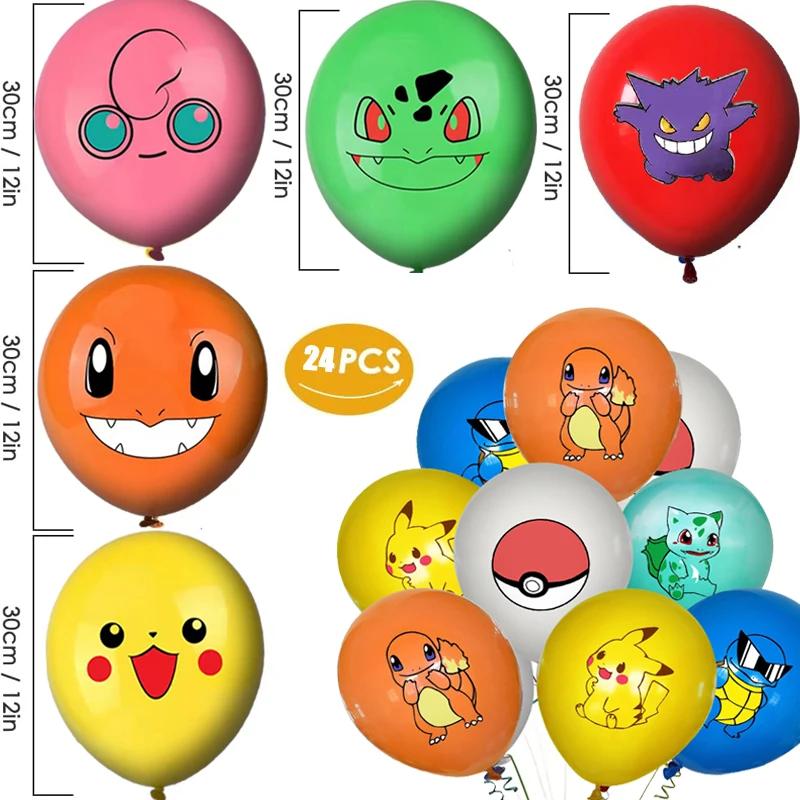 24 pièces ballons Pokemon pour anniversaire 12 pouces dessin animé ballon en Latex fête d'anniversai