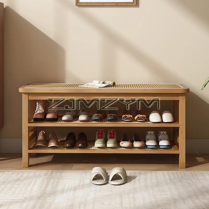 Tabouret à langer, armoire à chaussures assise, porte d'entrée, porte de maison, rangement multicouc