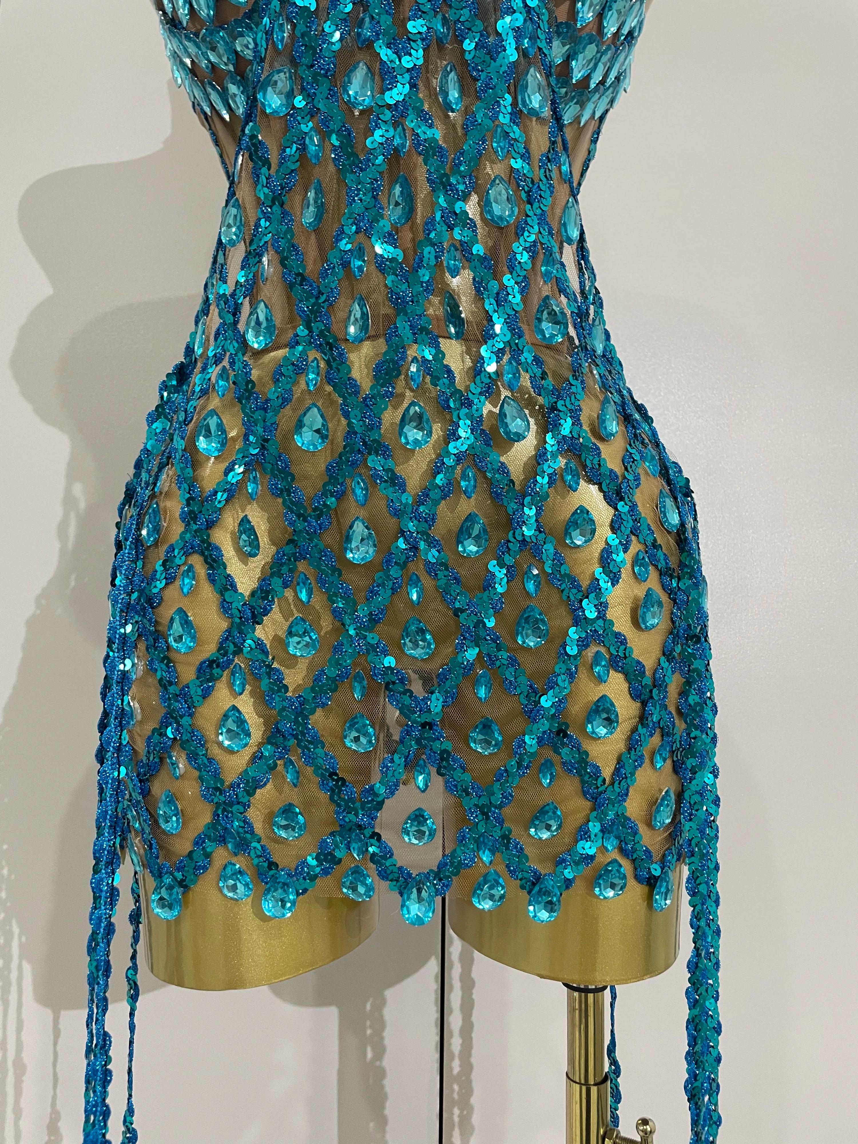 Ensemble deux pièces Transparent en maille de diamant pour femmes, Sexy, paillettes scintillantes, r