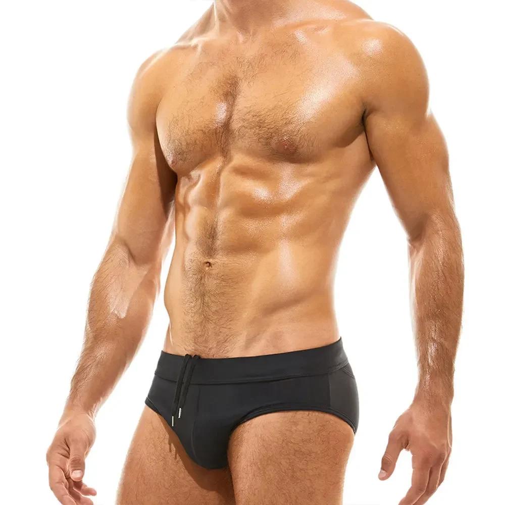 Maillot de bain en maille pour hommes, Sexy, ajouré, cordon de serrage, taille basse, culotte de nat