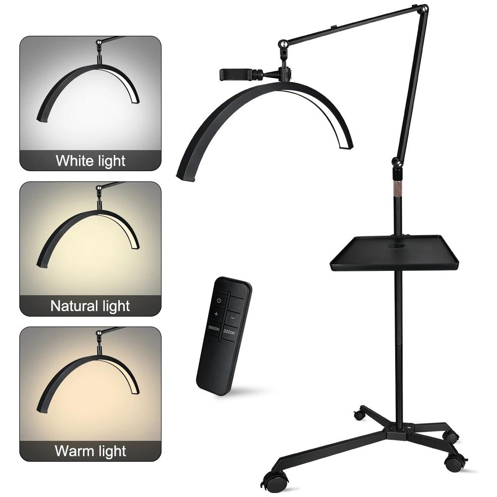 Lampe d'extension de cils à LED demi-lune, lampadaire, beauté, soin de la peau, sourcils, angle soeu